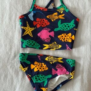 Hanna Andersson Navy Fish Print Kids Bikini